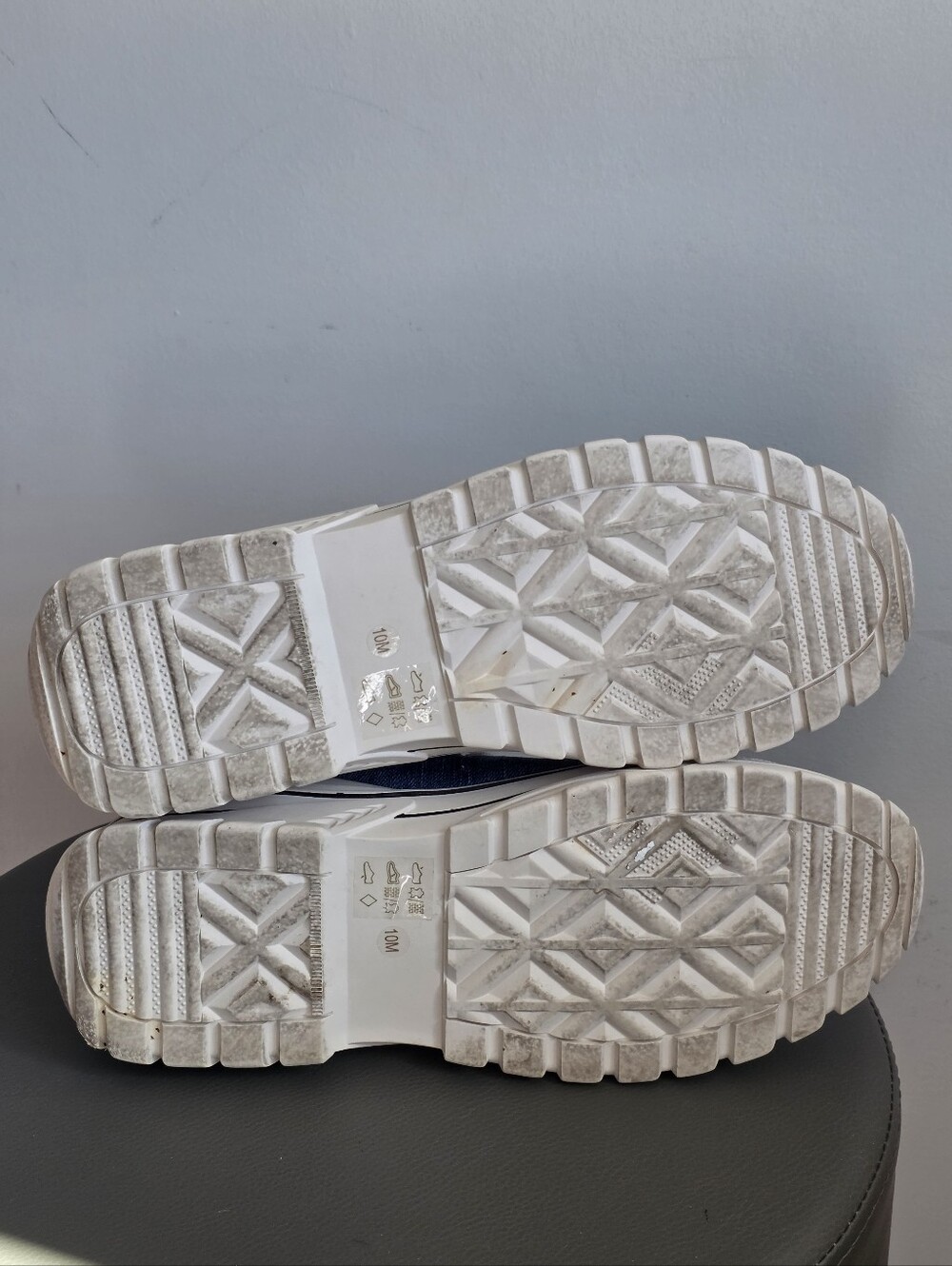 Wishbone Denim Platform High Top Sneakers Chunky Lug Sole Blue Jean Lace Up 10 - Picture 5 of 11